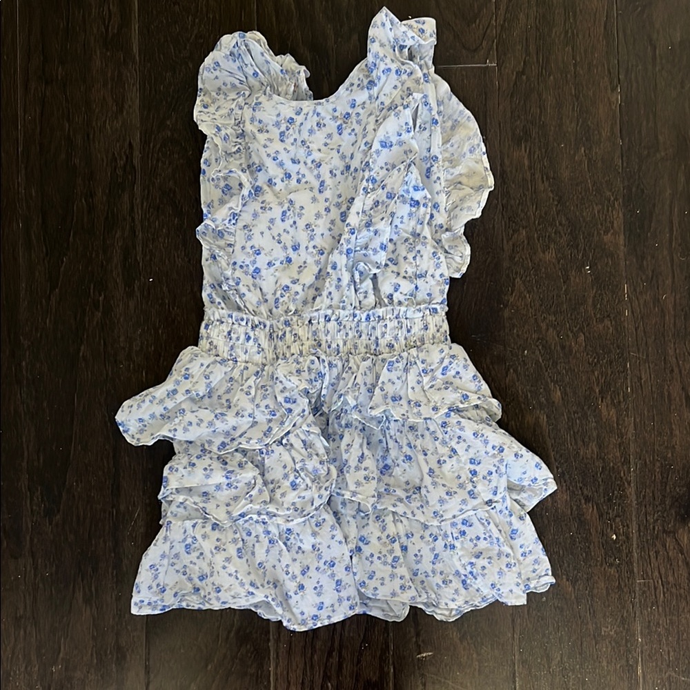 LoveShackFancy Kids Dress in Blue Floral